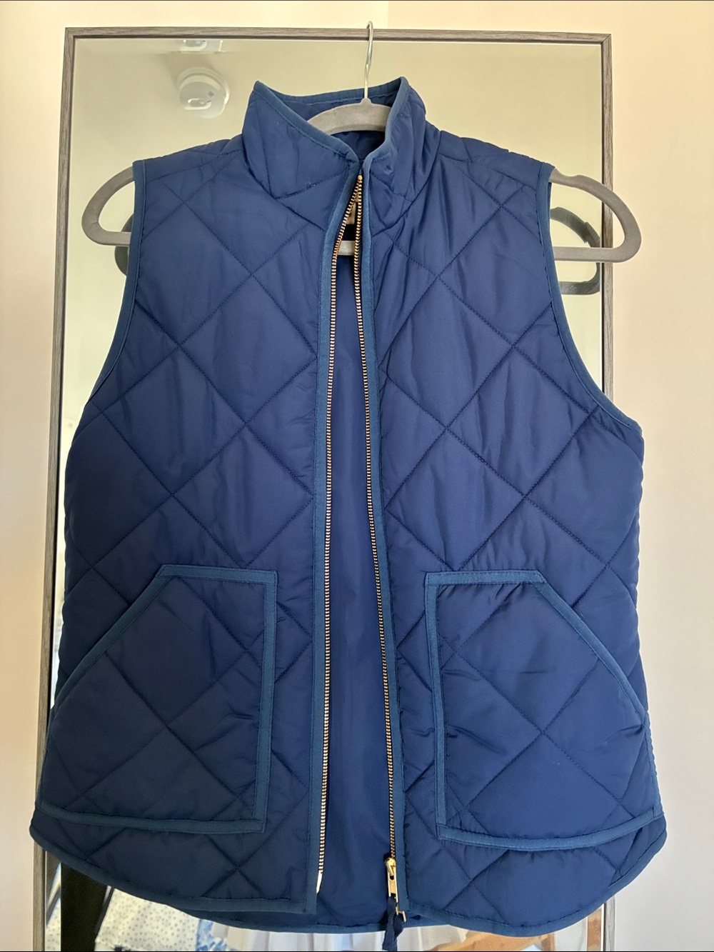 J. Crew Quilted Women’s Blue Zip-Front Vest